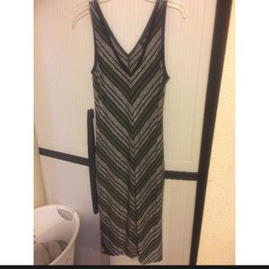 Green and gray striped arrow dress